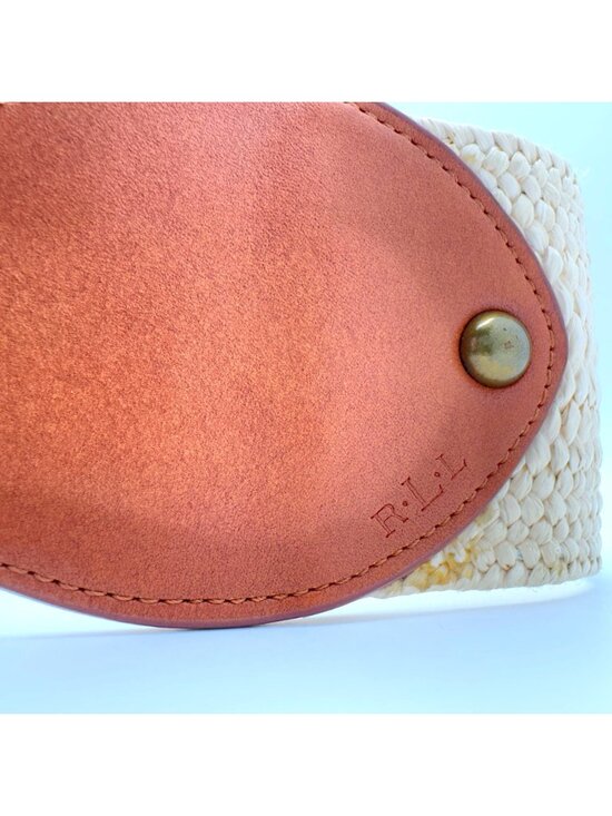 Lauren Ralph Lauren W Woven Belt Leather Accents Brass Buckle Small Tan Brown main image 9